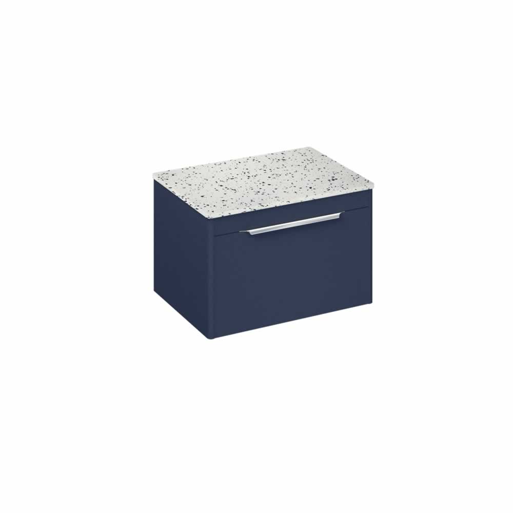 Shoreditch 65cm single drawer Matt Blue with Ice Blue Worktop